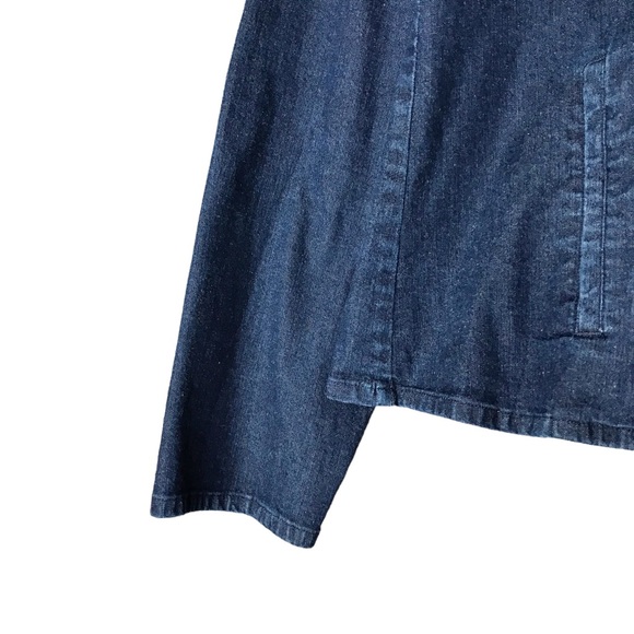 Medium Eileen Fisher Blue Cotton Chambray Shirt Jean Jacket Coastal Stretch - Picture 7 of 12